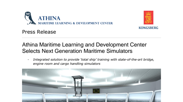 Kongsberg Digital: Athina Maritime Learning and Development Center Selects Next Generation Maritime Simulators