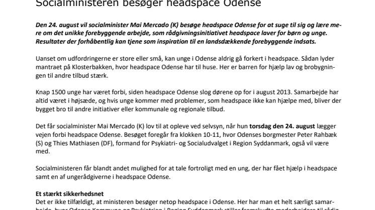 Socialministeren besøger headspace Odense