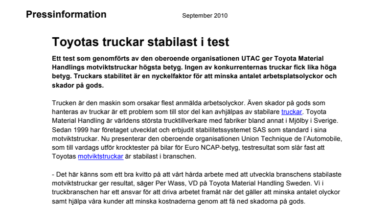 Toyotas truckar stabilast i test