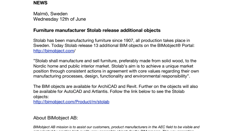 Furniture manufacturer Stolab release additional objects