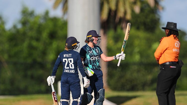 Nat Sciver (90) at Sir Vivian Richards Stadium, Antigua. Credit: CWI Media