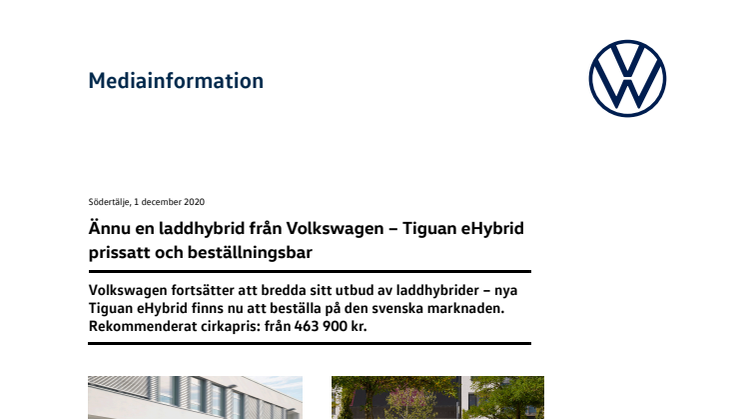 Ännu en laddhybrid från Volkswagen – Tiguan eHybrid prissatt och beställningsbar