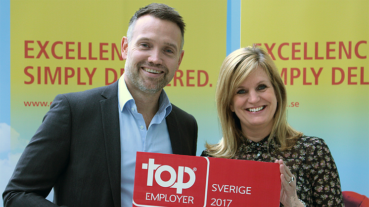 Ted Söderholm, vd, och Lisa Göthberg, hr-chef, på DHL Express i Sverige