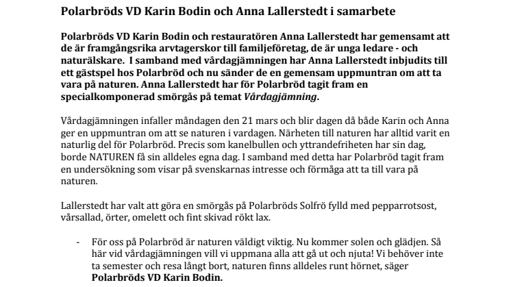 Polarbröds VD Karin Bodin och Anna Lallerstedt i samarbete