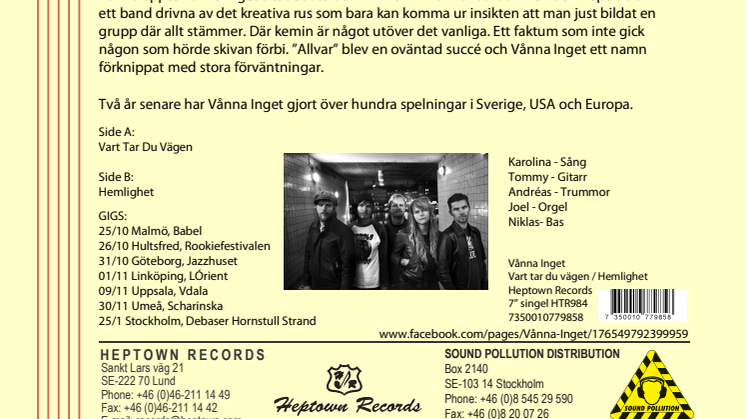 Ny singel, album och turné med Vånna Inget