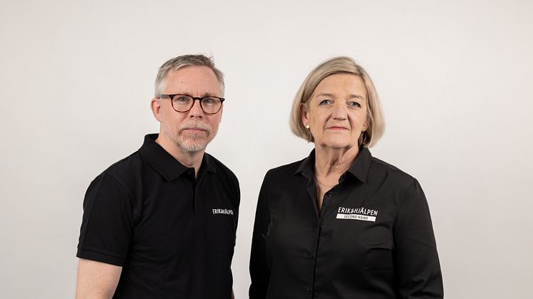 Mattias Ingeson, generalsekreterare för Erikshjälpen och Anette Alm Gustafsson, verkställande chef för Erikshjälpen Second Hand.