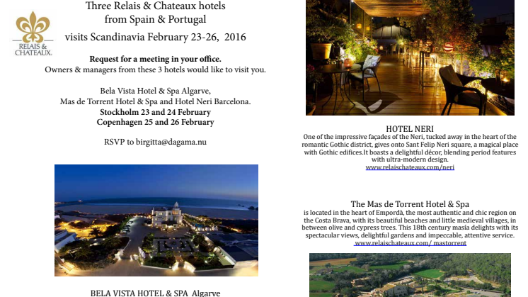 Vackra hotell från Spanien & Portugal kommer till stan