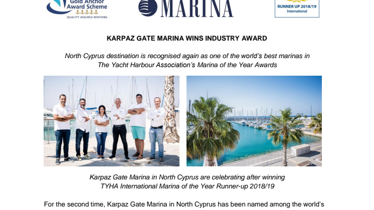 Karpaz Gate Marina Wins Industry Award