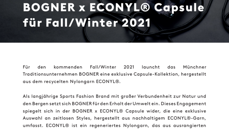 BOGNER x ECONYL® Capsule for Fall/Winter 2021