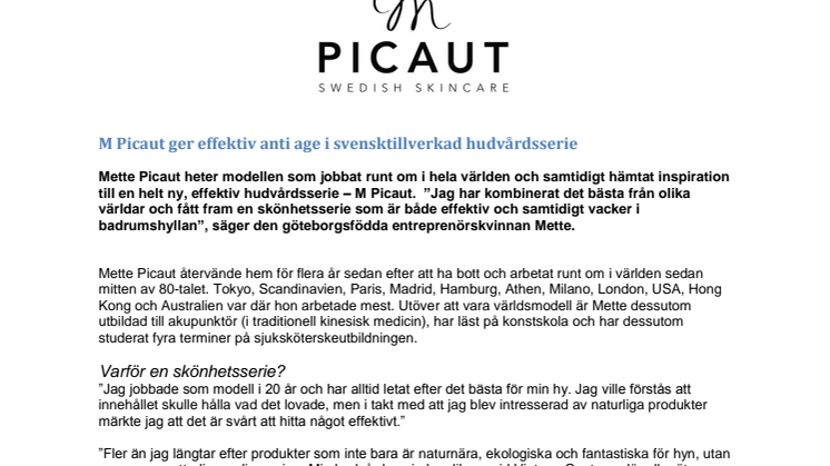 M Picaut ger effektiv anti age i svensktillverkad hudvårdsserie