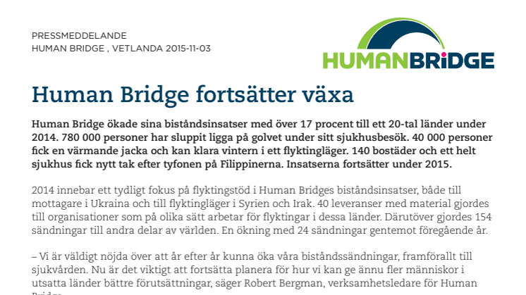 Human Bridge fortsätter växa