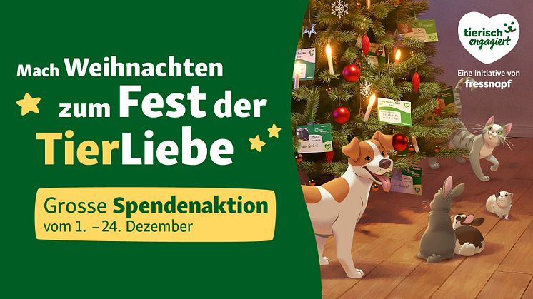 Keine traurigen Weihnachten im Tierheim: Fressnapf Kund:innen und Mitarbeitende sorgen für ein Fest der TierLiebe