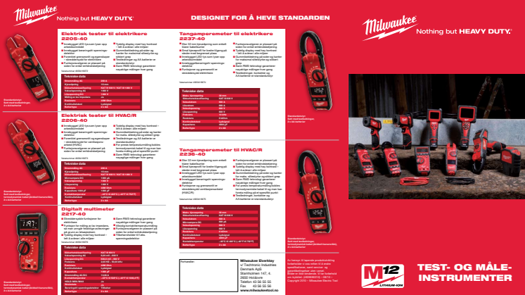 Milwaukee Test og Måleinstrumenter brosjyre