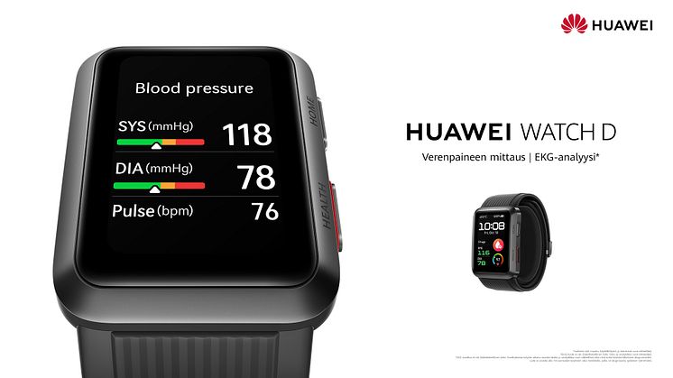 Huawei Watch D myyntiin tänään – Mullistava älykello, jolla verenpaineen mittaaminen onnistuu missä tahansa