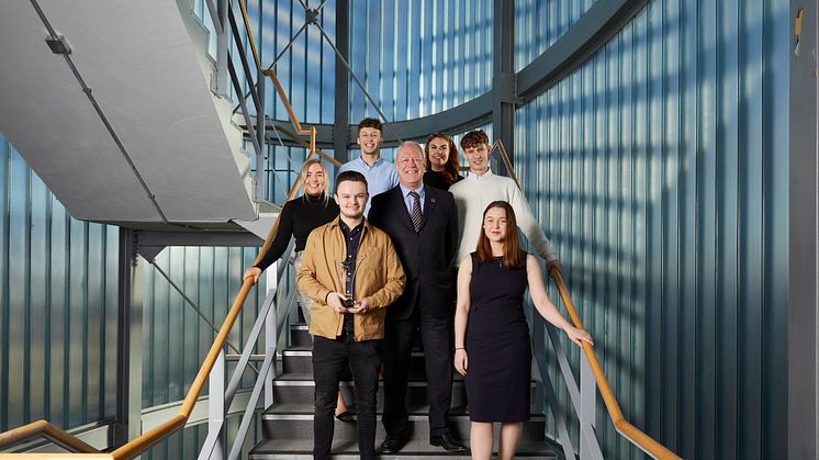 Northumbria Pro Vice-Chancellor Professor John Wilson with winning students