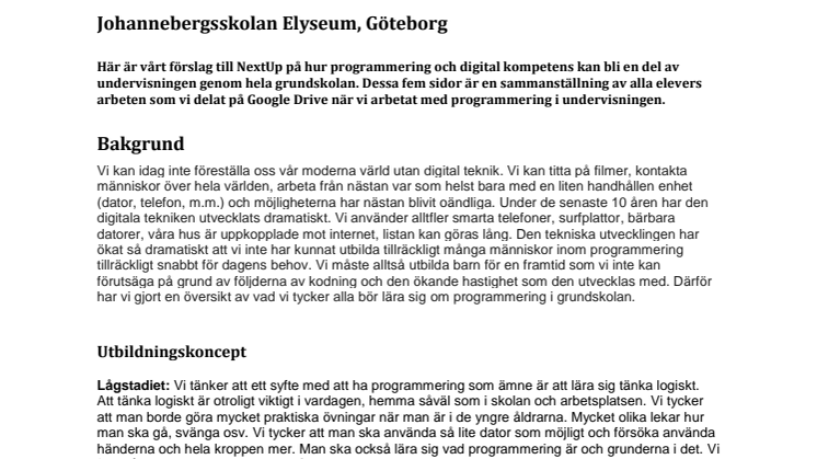 DiggIT - ett utbildningskoncept från Johannebergsskolan Elyseum, Göteborg 