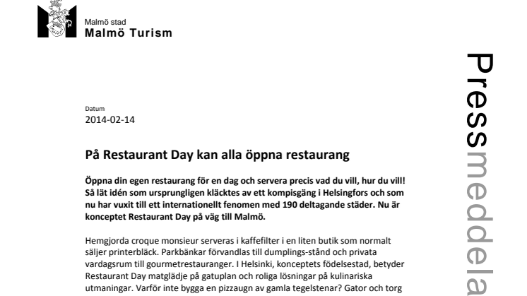 På Restaurant Day kan alla öppna restaurang