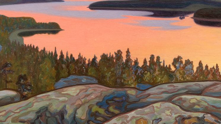 Utställningen Ord om Värmland visas på Värmlands Museum 27 november 2021 till och med 15 maj 2022. Målningen föreställer ett landskap med Söljeflagan i solnedgång av Hilding Werner (1880–1944).