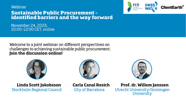 Swedwatch/EEB/ClientEarth webinar on Sustainable Public Procurement –  identified  barriers and the way forward