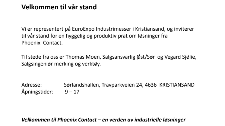 Vi er på EuroExpo Industrimesser Kristiansand 11.-12. mars 