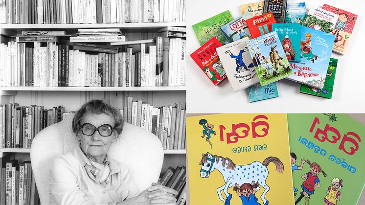 Astrid Lindgren på Dalagatan, urval av översatta böcker samt Känner du Pippi Långstrump och Pippi Långstrump i Humlegården på oriya