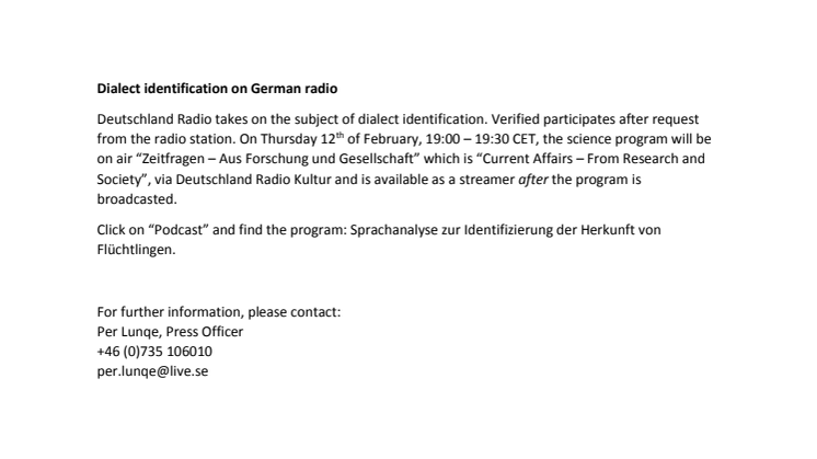 ​Dialect identification on German radio