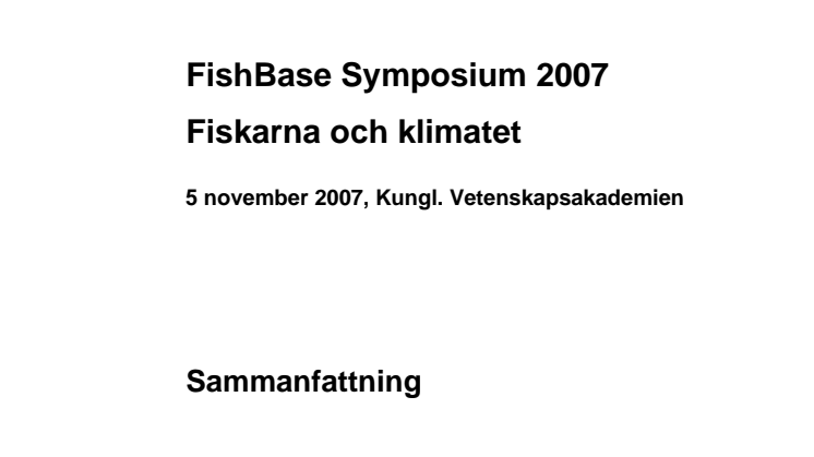 Fiskarna och klimatet - sammanfattning av symposium
