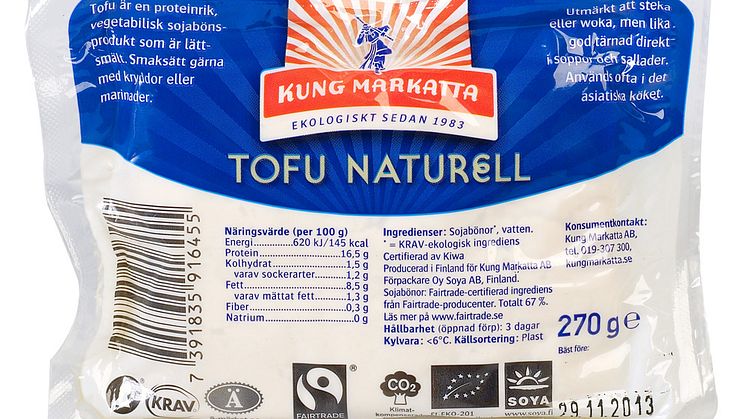 Kung Markattas Naturella tofu - nu Fairtrade-märkt