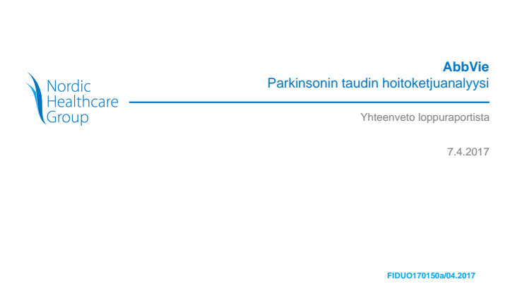 Yhteenverto Parkinsonin taudin hoitoketjuanalyysistä
