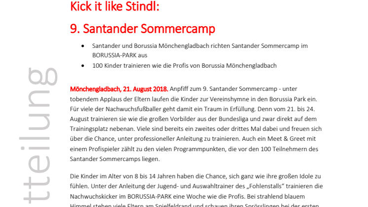 Kick it like Stindl:  9. Santander Sommercamp