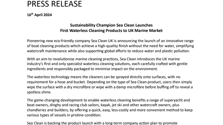 160424_PR_Sustainability Champion Sea Clean Launches First Waterless Cleaning Products.pdf