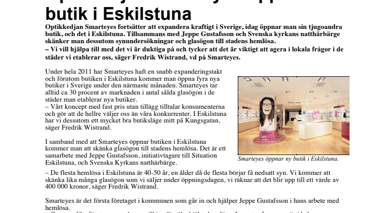 Optikkedjan Smarteyes öppnar butik i Eskilstuna 