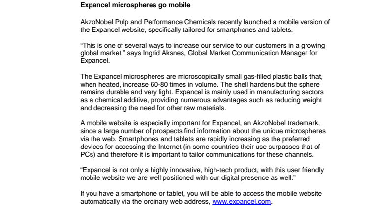 Expancel microspheres go mobile