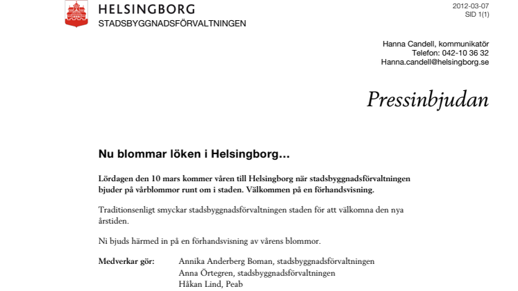 Pressinbjudan: Nu blommar löken i Helsingborg…