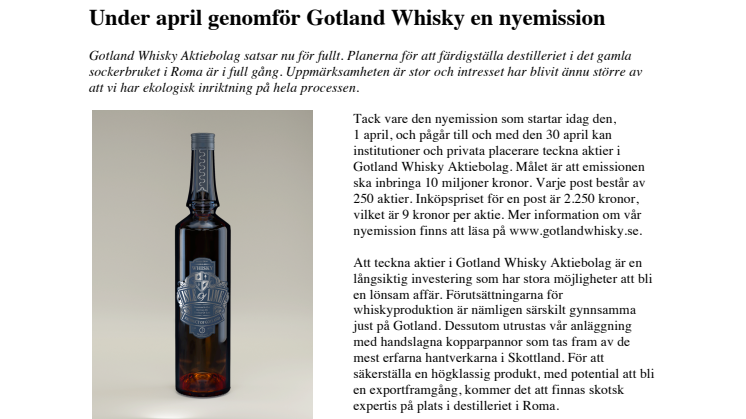 Nyemission Gotland Whisky