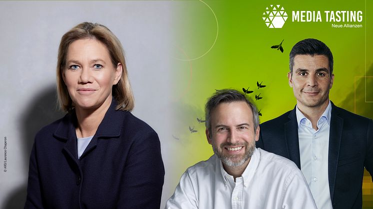 Sie gestalten die Zukunft des Fernsehens und sprechen am 30. Juni darüber auf dem Media Tasting: Christine Strobl (ARD), Dr. Niklas Brambring (Zattoo) und Alberto Horta (Warner Bros. Discovery) 