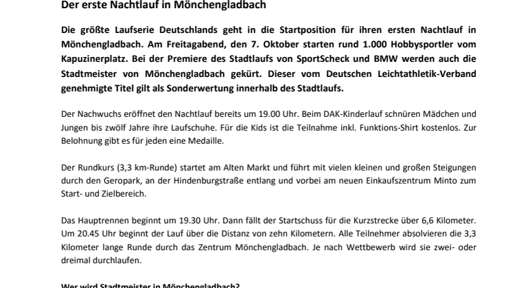 Der erste Nachtlauf in Mönchengladbach