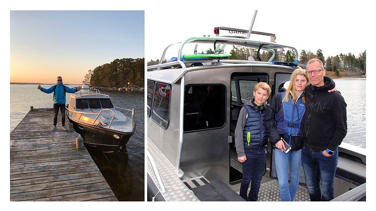      Familjen Söderström med sitt nyförvärv från Alukin aluminiumbåtar.