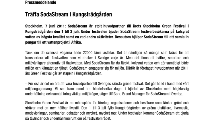 Träffa SodaStream i Kungsträdgården