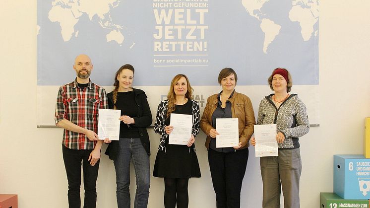 Die Gewinnerinnen und Gewinner (v.l.n.r.): Thorsten Taplik, Lenka Mildner, Barbara Schmidt, Sabine Zalukowski, Anke Dübler