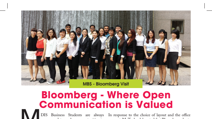 Bloomberg - Where Open Communication is Valued