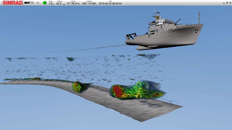 Simrad TD50 visualisation showing schooling Sand Eel in the North Sea