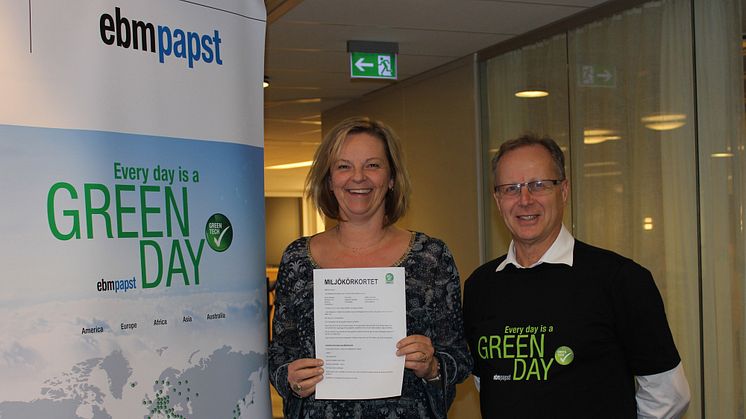 Miljötemaveckan Every Day is a Green Day hos ebm-papst i Sverige där alla medarbetare också ska ta Miljökörkortet