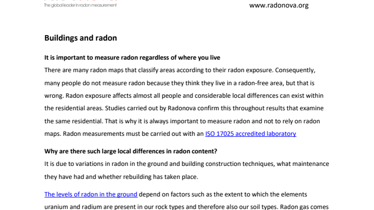 Radon and Buildings - Summary
