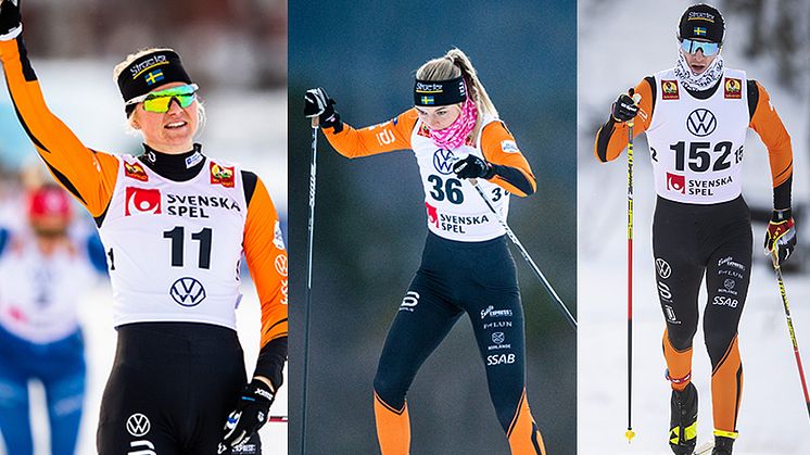 Maja Dahlqvist, Louise Lindström och Oskar Svensson kan ses i Expressens livesändningar från VW-cup i Falun 27-28 mars