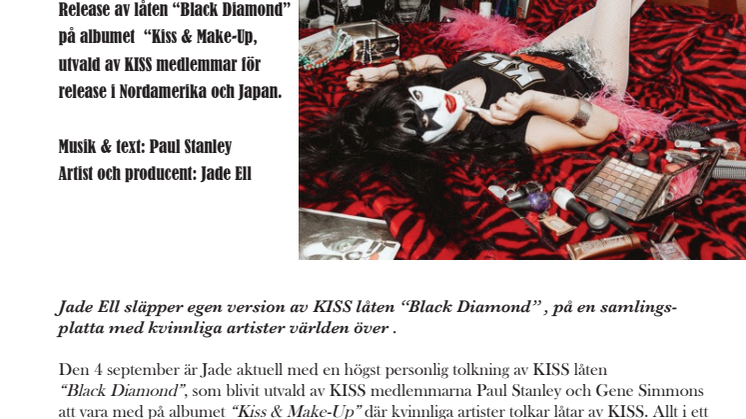  Jade Ell aktuell med egen version KISS låten “Black Diamond” i USA och Japan.