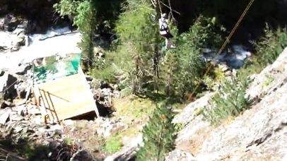 Die Riesenschaukel "Giant Swing" im Hochseilgarten Ötzi Rope-Park