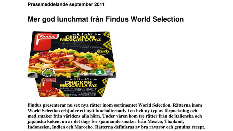 Fler goda lunchrätter från Findus World Selection