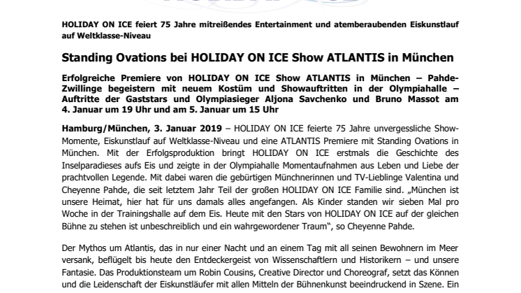 Standing Ovations bei HOLIDAY ON ICE Show ATLANTIS in München