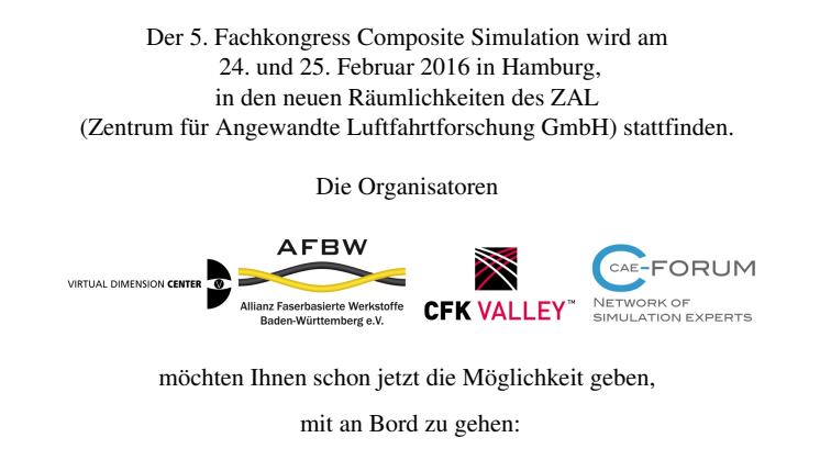 5. Fachkongress Composite Simulation (5.FCS) am 24./25. Februar 2016 in Hamburg